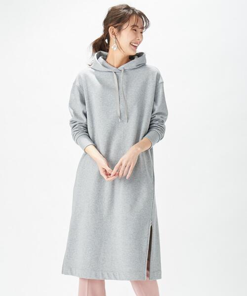 J.PRESS(ジェイプレス)の「裏毛 スウェットワンピース(ワンピース・レディース・ライトグレー系/ライトグリーン系/ネイビー系・F)」の1枚目の写真