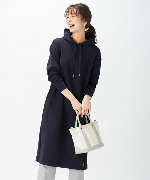 J.PRESS(ジェイプレス)の「裏毛 スウェットワンピース(ワンピース・レディース・ライトグレー系/ライトグリーン系/ネイビー系・F)」の3枚目の写真