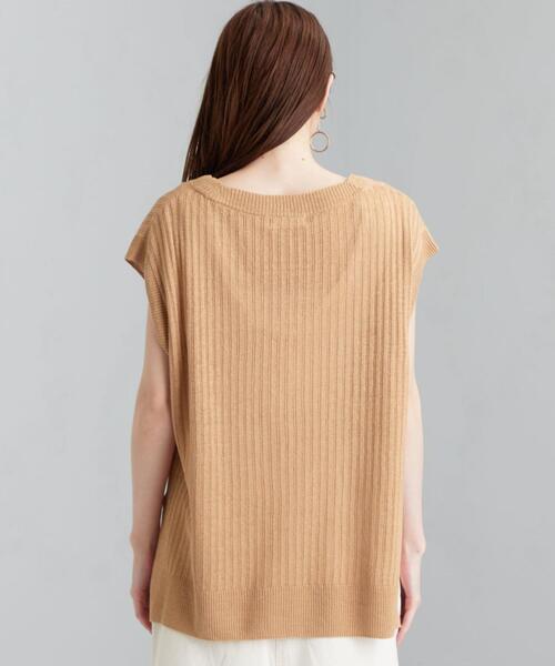 green label relaxing（グリーンレーベルリラクシング）の「[ 手洗い可能 ] CFC L タック リブ Vネック プルオーバー ニット（ニット/セーター・レディース・ブラック/ベージュ/ナチュラル/ケリー・FREE）」の7枚目の写真