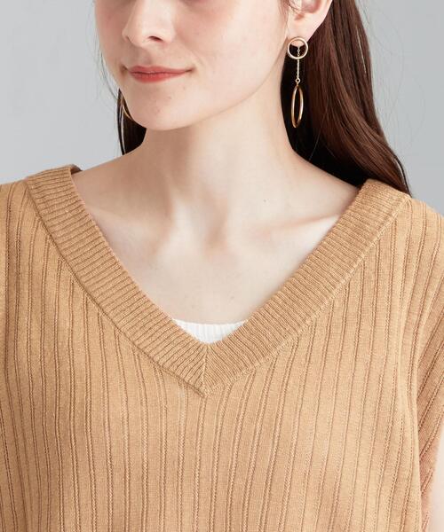 green label relaxing（グリーンレーベルリラクシング）の「[ 手洗い可能 ] CFC L タック リブ Vネック プルオーバー ニット（ニット/セーター・レディース・ブラック/ベージュ/ナチュラル/ケリー・FREE）」の8枚目の写真