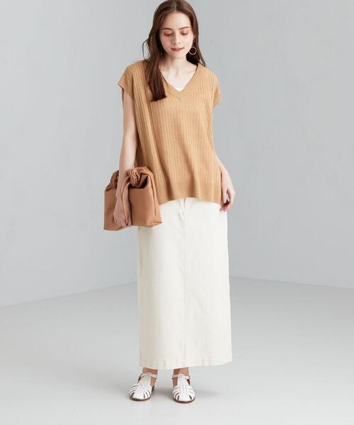 green label relaxing（グリーンレーベルリラクシング）の「[ 手洗い可能 ] CFC L タック リブ Vネック プルオーバー ニット（ニット/セーター・レディース・ブラック/ベージュ/ナチュラル/ケリー・FREE）」の12枚目の写真