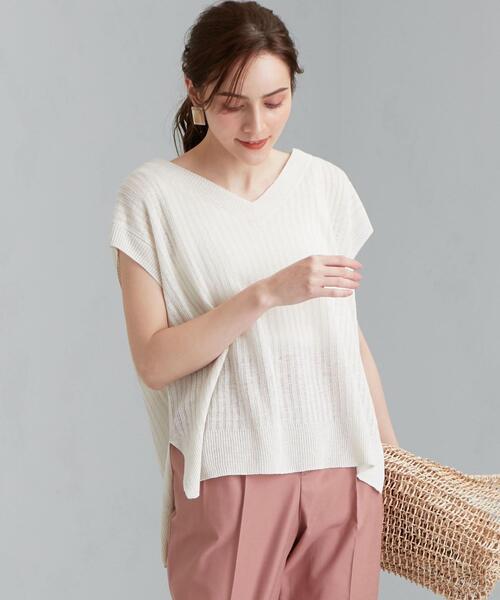 green label relaxing（グリーンレーベルリラクシング）の「[ 手洗い可能 ] CFC L タック リブ Vネック プルオーバー ニット（ニット/セーター・レディース・ブラック/ベージュ/ナチュラル/ケリー・FREE）」の14枚目の写真