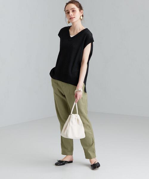 green label relaxing（グリーンレーベルリラクシング）の「[ 手洗い可能 ] CFC L タック リブ Vネック プルオーバー ニット（ニット/セーター・レディース・ブラック/ベージュ/ナチュラル/ケリー・FREE）」の16枚目の写真