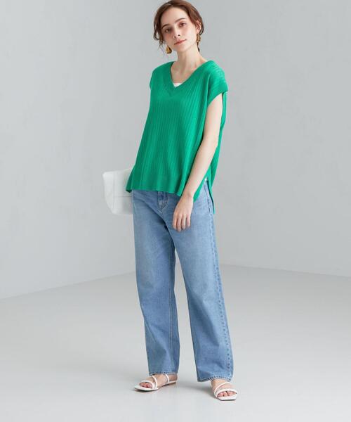 green label relaxing（グリーンレーベルリラクシング）の「[ 手洗い可能 ] CFC L タック リブ Vネック プルオーバー ニット（ニット/セーター・レディース・ブラック/ベージュ/ナチュラル/ケリー・FREE）」の17枚目の写真