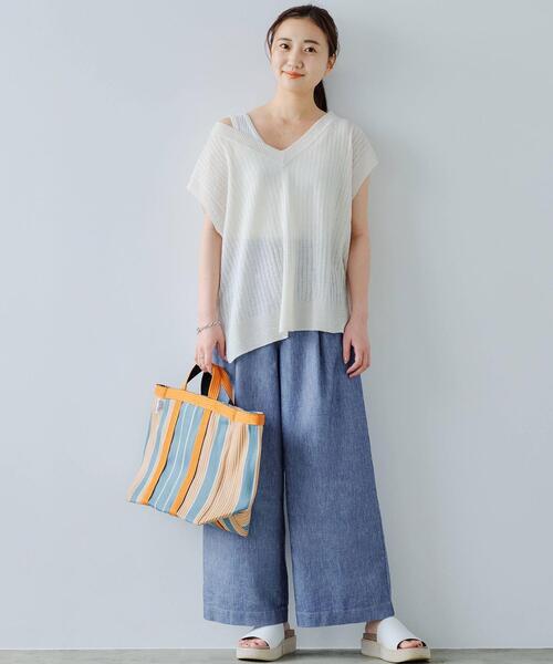 green label relaxing（グリーンレーベルリラクシング）の「[ 手洗い可能 ] CFC L タック リブ Vネック プルオーバー ニット（ニット/セーター・レディース・ブラック/ベージュ/ナチュラル/ケリー・FREE）」の18枚目の写真