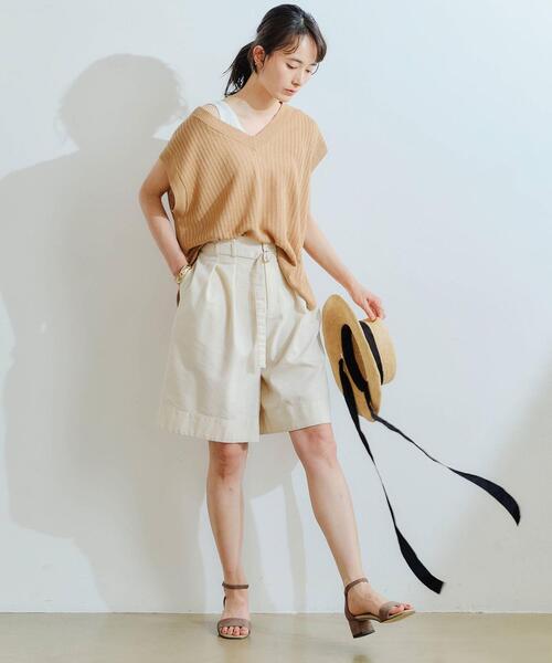 green label relaxing（グリーンレーベルリラクシング）の「[ 手洗い可能 ] CFC L タック リブ Vネック プルオーバー ニット（ニット/セーター・レディース・ブラック/ベージュ/ナチュラル/ケリー・FREE）」の20枚目の写真