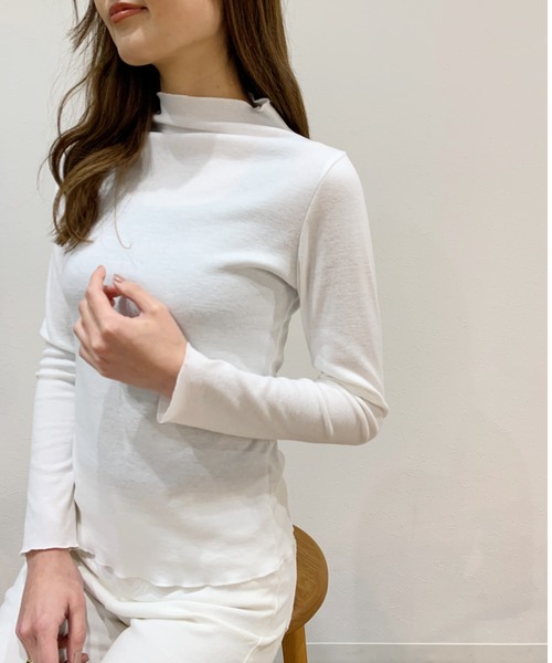 Alite cloth(アリーテクロス)の「メロウ加工ボトルハイネックインナーカッソートップス(Tシャツ/カットソー・レディース・ホワイト/ブラック/グレー/グリーン・FREE)」の8枚目の写真