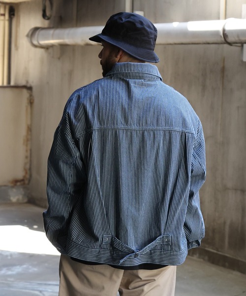 JACKROSE(ジャックローズ)の「JE BIG SIZE Gジャン(デニムジャケット・メンズ・インディゴブルー/アイボリー/ストライプ・M/L)」の9枚目の写真