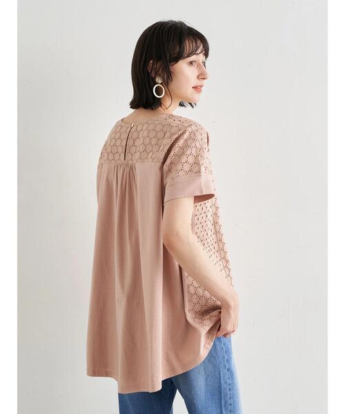 earth music&ecology（アースミュージックアンドエコロジー）の「フロントアイレットレースカットソー ＊（Tシャツ/カットソー・レディース・ネイビー/オフホワイト/イエロー/ミント/ピンクベージュ・FREE）」の6枚目の写真