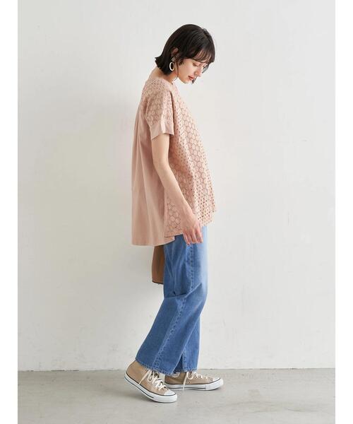 earth music&ecology（アースミュージックアンドエコロジー）の「フロントアイレットレースカットソー ＊（Tシャツ/カットソー・レディース・ネイビー/オフホワイト/イエロー/ミント/ピンクベージュ・FREE）」の9枚目の写真