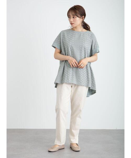 earth music&ecology（アースミュージックアンドエコロジー）の「フロントアイレットレースカットソー ＊（Tシャツ/カットソー・レディース・ネイビー/オフホワイト/イエロー/ミント/ピンクベージュ・FREE）」の13枚目の写真