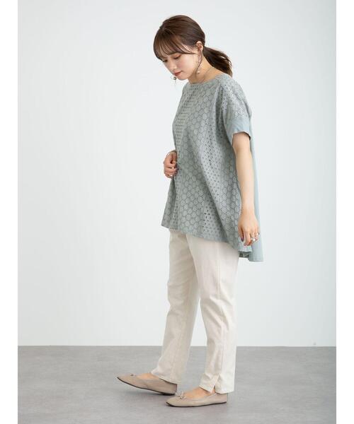 earth music&ecology（アースミュージックアンドエコロジー）の「フロントアイレットレースカットソー ＊（Tシャツ/カットソー・レディース・ネイビー/オフホワイト/イエロー/ミント/ピンクベージュ・FREE）」の14枚目の写真