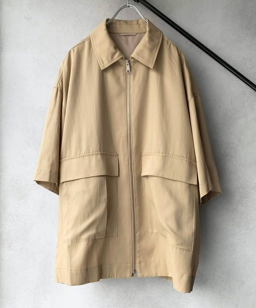STUDIOUS SELECT（ステュディオスセレクト）の「STUDIOUS別注 ジップアップハーフスリーブCPOシャツ（シャツ/ブラウス・メンズ・ベージュ/ブラック/カーキ/ネイビー・1/2/3）」の3枚目の写真