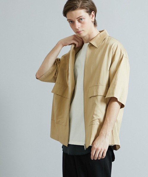 STUDIOUS SELECT（ステュディオスセレクト）の「STUDIOUS別注 ジップアップハーフスリーブCPOシャツ（シャツ/ブラウス・メンズ・ベージュ/ブラック/カーキ/ネイビー・1/2/3）」の10枚目の写真