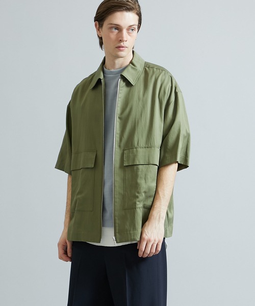 STUDIOUS SELECT（ステュディオスセレクト）の「STUDIOUS別注 ジップアップハーフスリーブCPOシャツ（シャツ/ブラウス・メンズ・ベージュ/ブラック/カーキ/ネイビー・1/2/3）」の12枚目の写真