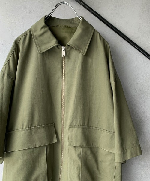 STUDIOUS SELECT（ステュディオスセレクト）の「STUDIOUS別注 ジップアップハーフスリーブCPOシャツ（シャツ/ブラウス・メンズ・ベージュ/ブラック/カーキ/ネイビー・1/2/3）」の20枚目の写真