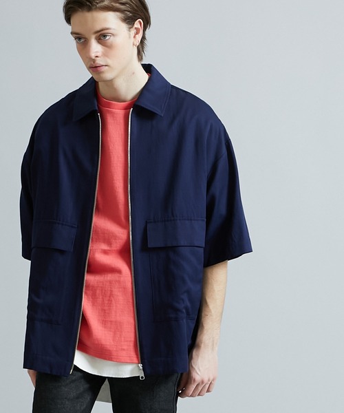 STUDIOUS SELECT（ステュディオスセレクト）の「STUDIOUS別注 ジップアップハーフスリーブCPOシャツ（シャツ/ブラウス・メンズ・ベージュ/ブラック/カーキ/ネイビー・1/2/3）」の14枚目の写真