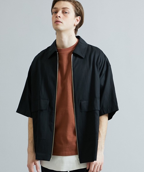 STUDIOUS SELECT（ステュディオスセレクト）の「STUDIOUS別注 ジップアップハーフスリーブCPOシャツ（シャツ/ブラウス・メンズ・ベージュ/ブラック/カーキ/ネイビー・1/2/3）」の8枚目の写真