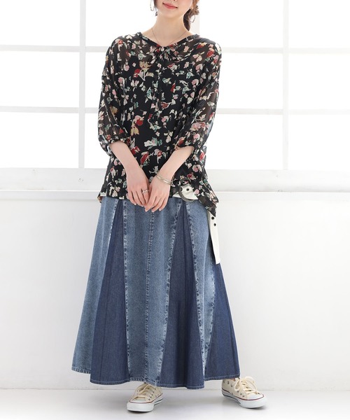 osharewalker（オシャレウォーカー）の「【廃盤】『パネル切替デニムフレアスカート』（デニムスカート・レディース・ブルー/ブラック・FREE）」の13枚目の写真