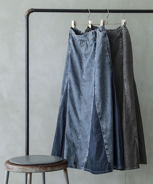 osharewalker（オシャレウォーカー）の「【廃盤】『パネル切替デニムフレアスカート』（デニムスカート・レディース・ブルー/ブラック・FREE）」の20枚目の写真