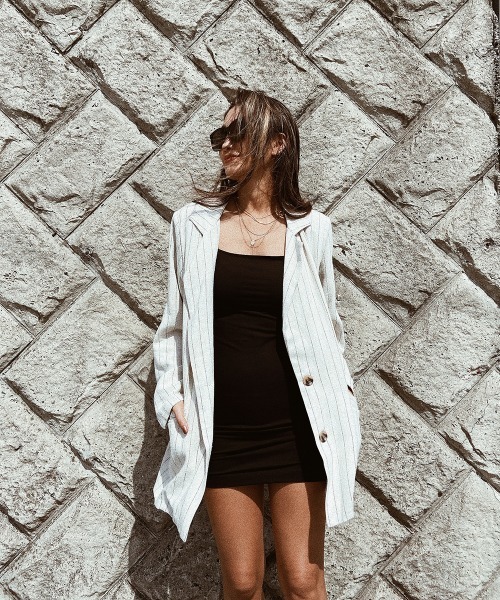 esutoreja(エストレジャ)の「ストライプジャケット(テーラードジャケット・レディース・ブラウン/オフホワイト・FREE)」の6枚目の写真