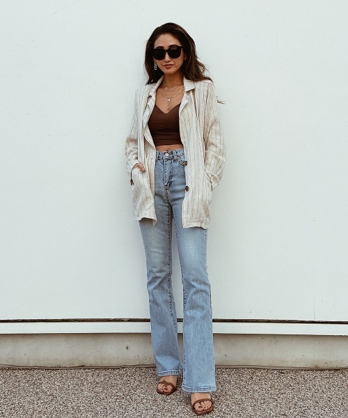 esutoreja(エストレジャ)の「ストライプジャケット(テーラードジャケット・レディース・ブラウン/オフホワイト・FREE)」の10枚目の写真