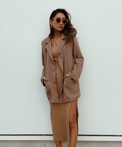 esutoreja(エストレジャ)の「ストライプジャケット(テーラードジャケット・レディース・ブラウン/オフホワイト・FREE)」の13枚目の写真