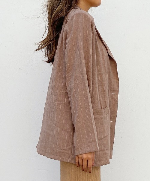 esutoreja(エストレジャ)の「ストライプジャケット(テーラードジャケット・レディース・ブラウン/オフホワイト・FREE)」の17枚目の写真