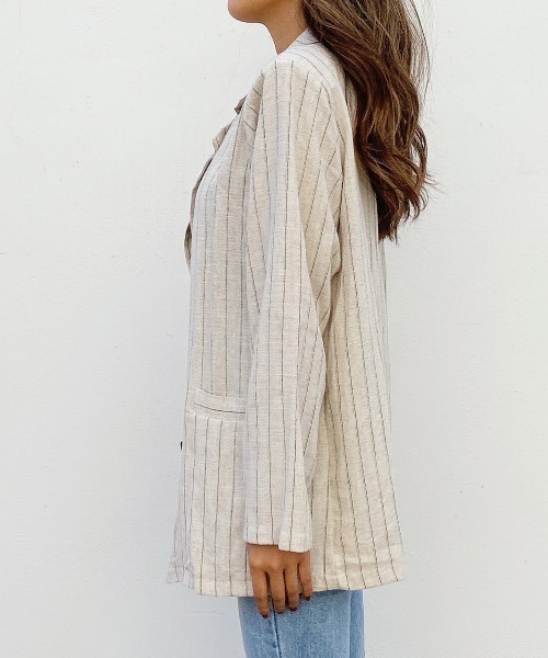 esutoreja(エストレジャ)の「ストライプジャケット(テーラードジャケット・レディース・ブラウン/オフホワイト・FREE)」の20枚目の写真