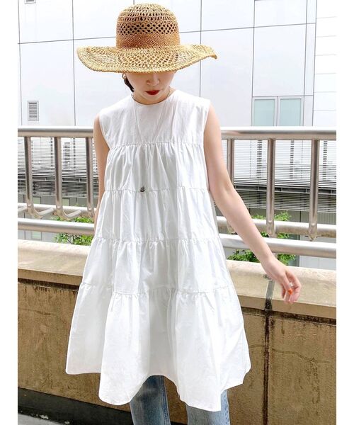 Ungrid（アングリッド）の「ノースリティアードワンピース（ワンピース・レディース・ブラック/オフホワイト/ブルー/サーモンピンク・FREE）」の7枚目の写真