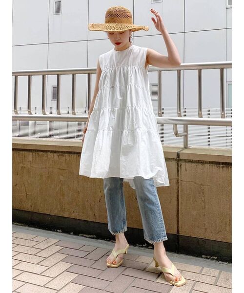 Ungrid（アングリッド）の「ノースリティアードワンピース（ワンピース・レディース・ブラック/オフホワイト/ブルー/サーモンピンク・FREE）」の8枚目の写真