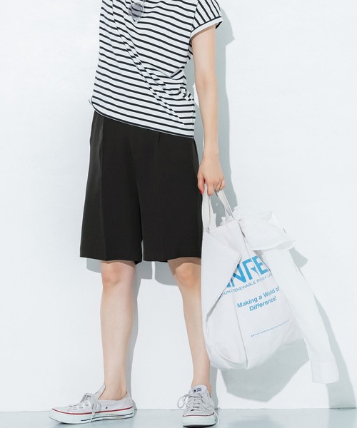 coca（coca）（コカ）の「センタープレスハーフパンツ（その他パンツ・レディース・ブラック/ブラウン・M/L）」の2枚目の写真