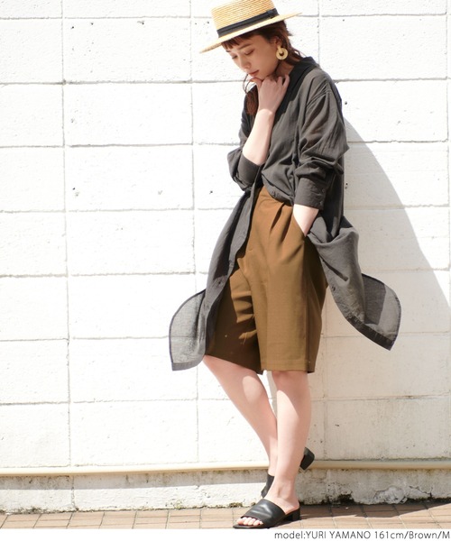 coca（coca）（コカ）の「センタープレスハーフパンツ（その他パンツ・レディース・ブラック/ブラウン・M/L）」の12枚目の写真