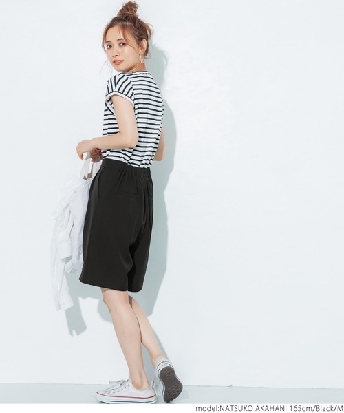 coca（coca）（コカ）の「センタープレスハーフパンツ（その他パンツ・レディース・ブラック/ブラウン・M/L）」の4枚目の写真