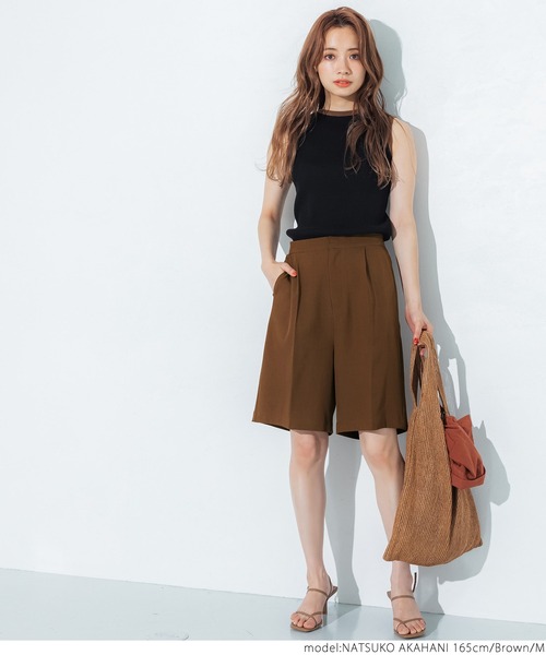 coca（coca）（コカ）の「センタープレスハーフパンツ（その他パンツ・レディース・ブラック/ブラウン・M/L）」の13枚目の写真