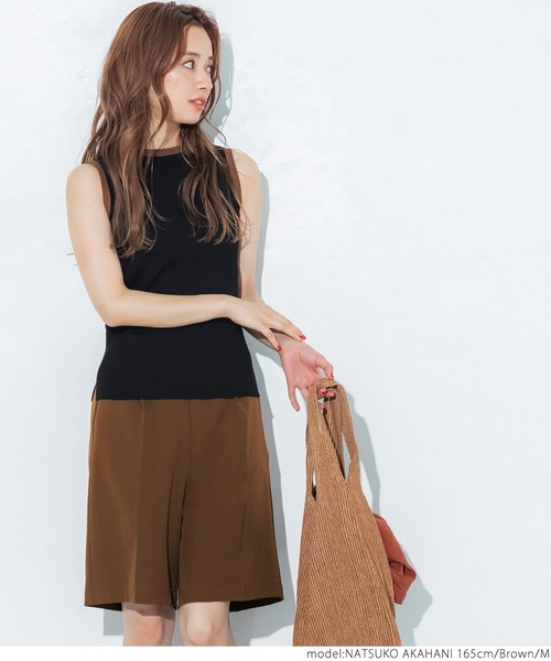 coca（coca）（コカ）の「センタープレスハーフパンツ（その他パンツ・レディース・ブラック/ブラウン・M/L）」の7枚目の写真