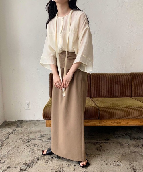 lawgy(ラウジー)の「neck string sheer blouse(シャツ/ブラウス・レディース・ホワイト/イエロー系/ブラウン・FREE)」の16枚目の写真