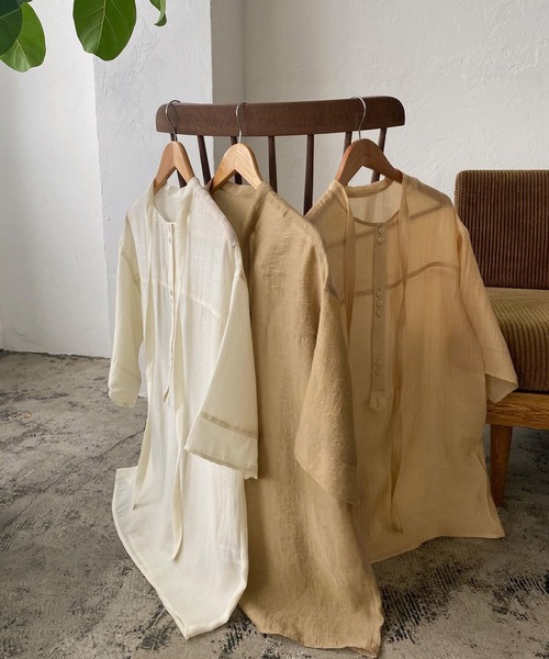 lawgy(ラウジー)の「neck string sheer blouse(シャツ/ブラウス・レディース・ホワイト/イエロー系/ブラウン・FREE)」の13枚目の写真