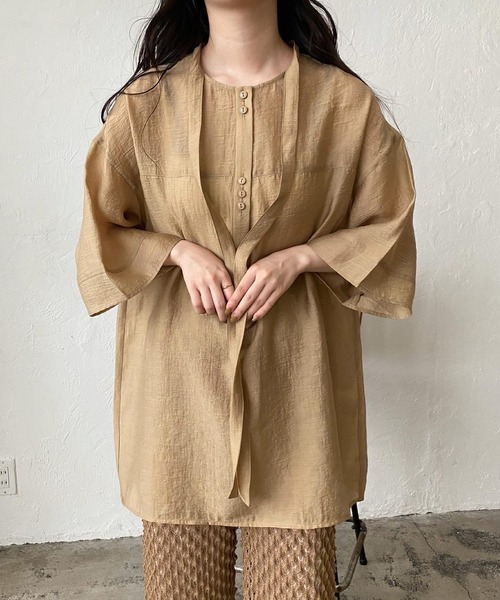 lawgy(ラウジー)の「neck string sheer blouse(シャツ/ブラウス・レディース・ホワイト/イエロー系/ブラウン・FREE)」の21枚目の写真