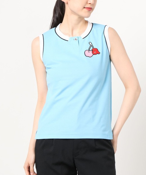 archivio（アルチビオ）の「＜LADIES＞アルチビオゴルフウェア / アップリケ刺繍ノースリーブポロシャツ（トップス）（タンクトップ・レディース・レッド/ブルー/ブラック/ホワイト・MEDIUM/SMALL）」の3枚目の写真