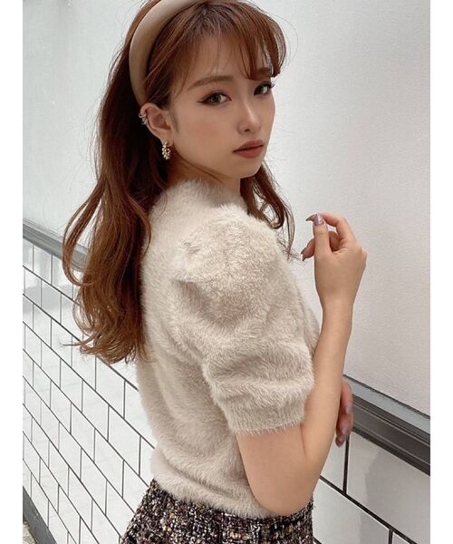 RESEXXY（リゼクシー）の「シャギーニットトップス（ニット/セーター・レディース・ホワイト/ブラック/ベージュ・FREE）」の3枚目の写真