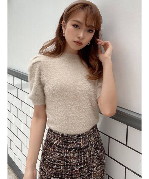 RESEXXY（リゼクシー）の「シャギーニットトップス（ニット/セーター・レディース・ホワイト/ブラック/ベージュ・FREE）」の5枚目の写真