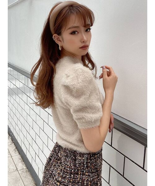 RESEXXY（リゼクシー）の「シャギーニットトップス（ニット/セーター・レディース・ホワイト/ブラック/ベージュ・FREE）」の6枚目の写真