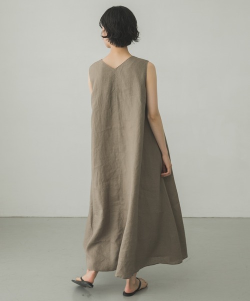 かぐれ（カグレ）の「リネンノースリーブAラインワンピース（ワンピース・レディース・ネイビー/グレー系その他・FREE）」の19枚目の写真