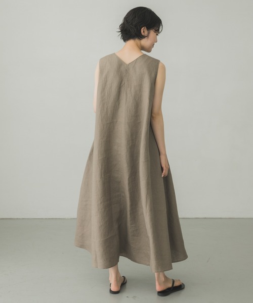 かぐれ（カグレ）の「リネンノースリーブAラインワンピース（ワンピース・レディース・ネイビー/グレー系その他・FREE）」の20枚目の写真