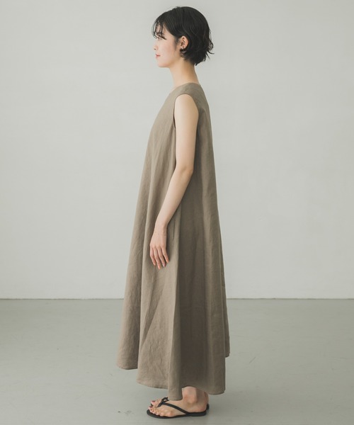 かぐれ（カグレ）の「リネンノースリーブAラインワンピース（ワンピース・レディース・ネイビー/グレー系その他・FREE）」の21枚目の写真