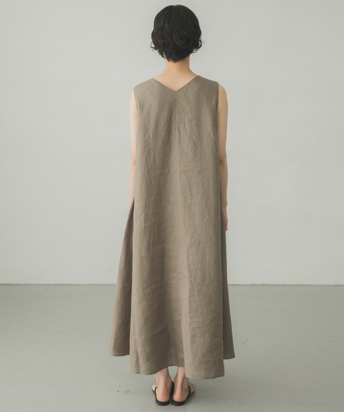 かぐれ（カグレ）の「リネンノースリーブAラインワンピース（ワンピース・レディース・ネイビー/グレー系その他・FREE）」の22枚目の写真