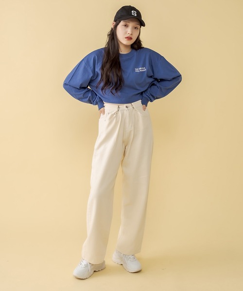 RASVOA(ラスボア)の「ホックタックカラーデニム(デニムパンツ・レディース・ブラック/グリーン/アイボリー・FREE)」の9枚目の写真