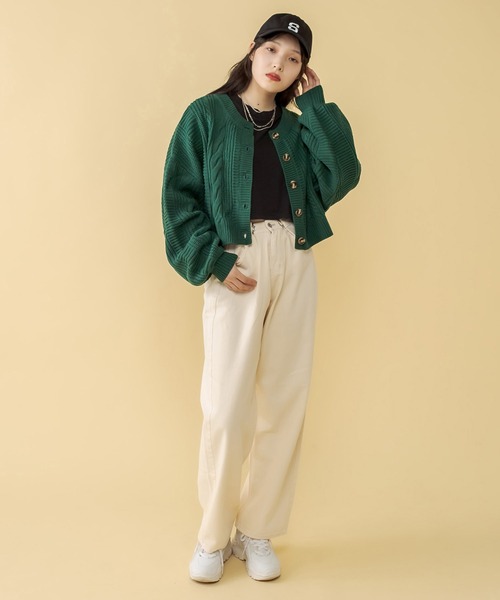 RASVOA(ラスボア)の「ホックタックカラーデニム(デニムパンツ・レディース・ブラック/グリーン/アイボリー・FREE)」の14枚目の写真