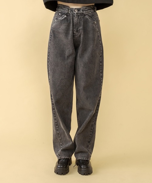 RASVOA(ラスボア)の「ホックタックカラーデニム(デニムパンツ・レディース・ブラック/グリーン/アイボリー・FREE)」の7枚目の写真